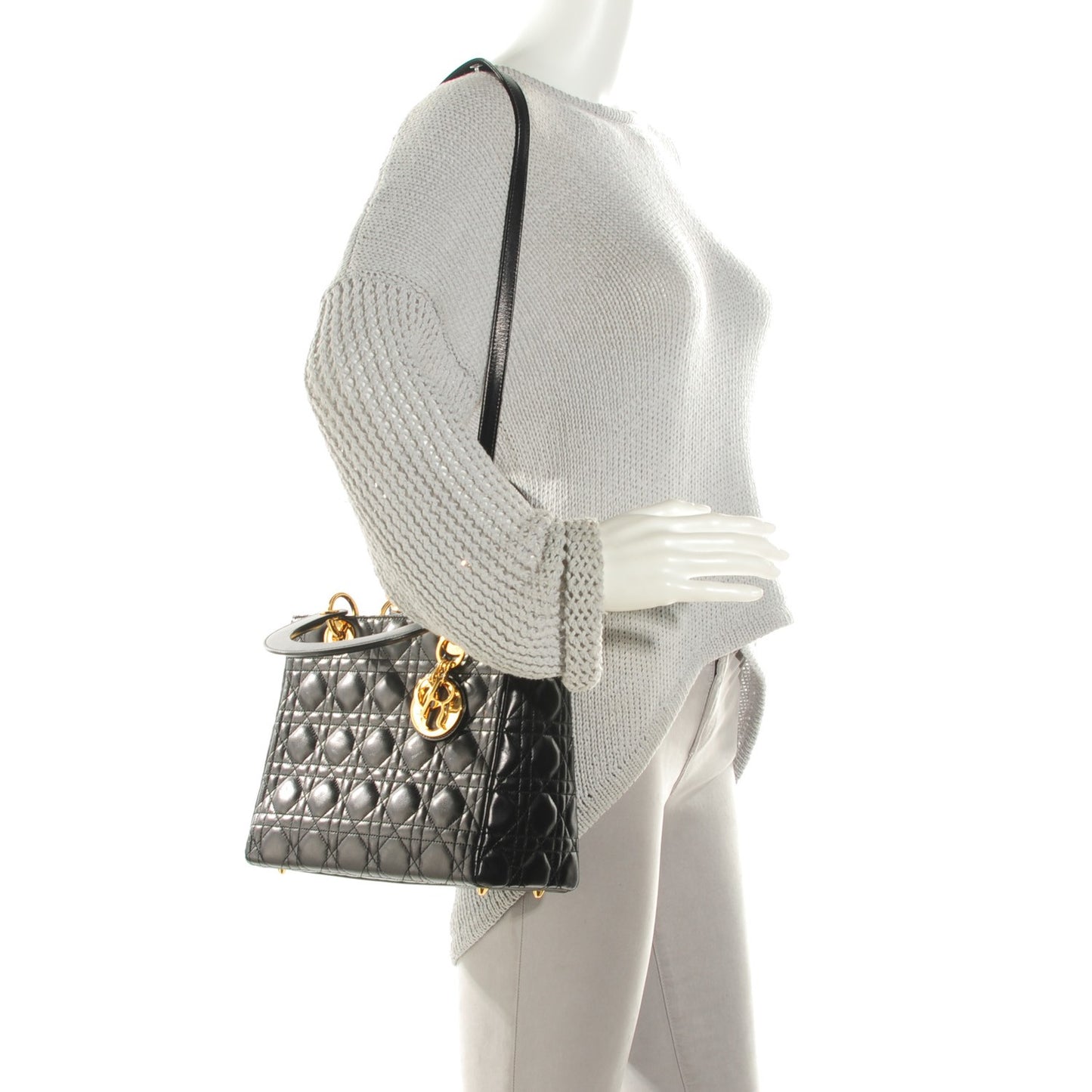 Lambskin Cannage Medium Lady Dior Black