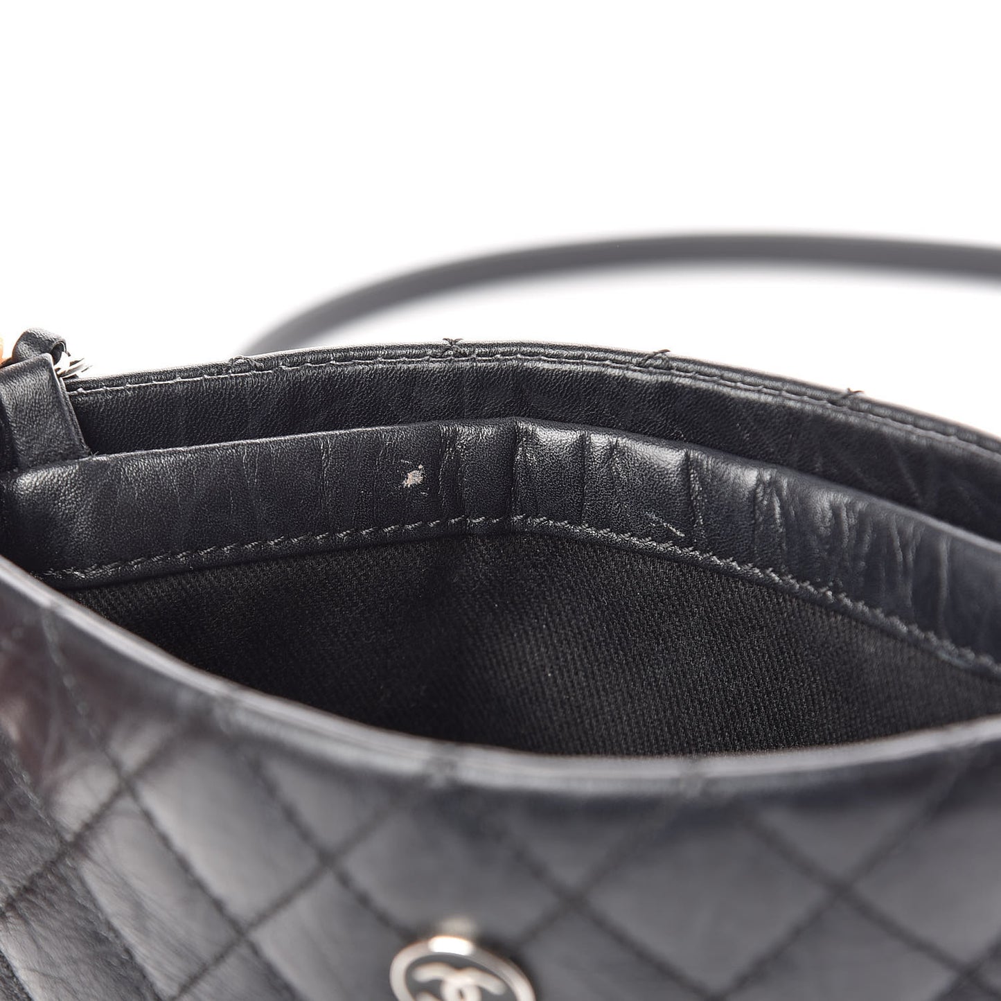 Aged Calfskin Quilted Crossbody Bag Black