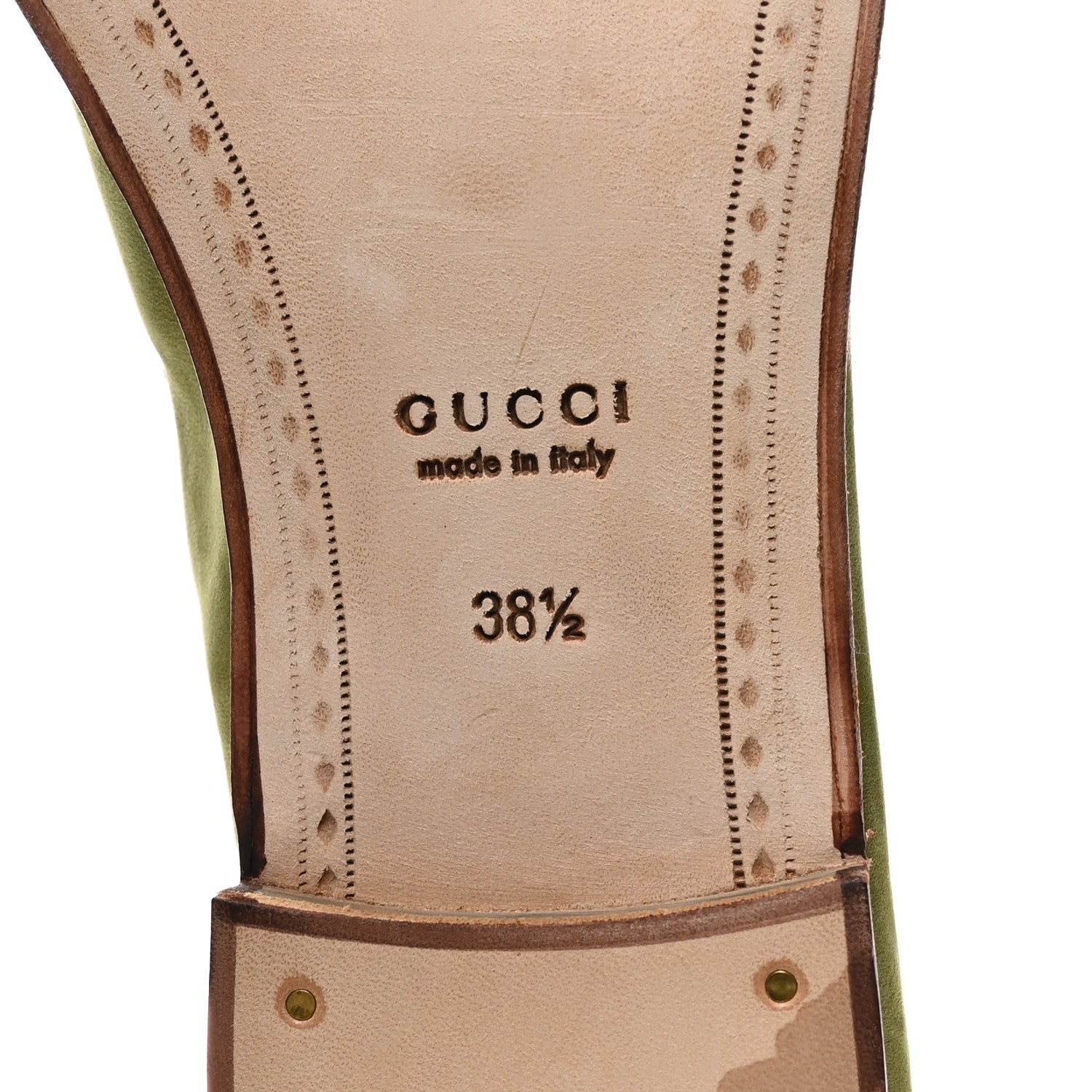 Gucci Nubuck Womens Horsebit Loafers 38.5 Herbs Light Green 7 of 9