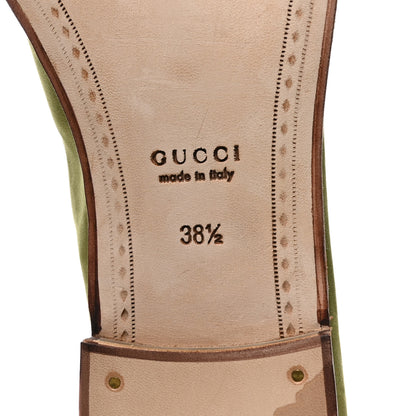 Gucci Nubuck Womens Horsebit Loafers 38.5 Herbs Light Green 7 of 9