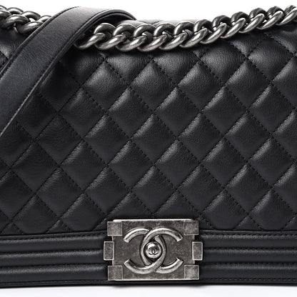 Chanel Lambskin Quilted Medium Boy Flap Black 7 of 14