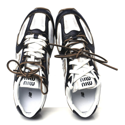 Miu Miu X NEW BALANCE Vitello Deco Bicolor 530 SL Sneakers 37.5 Black White 2 of 9