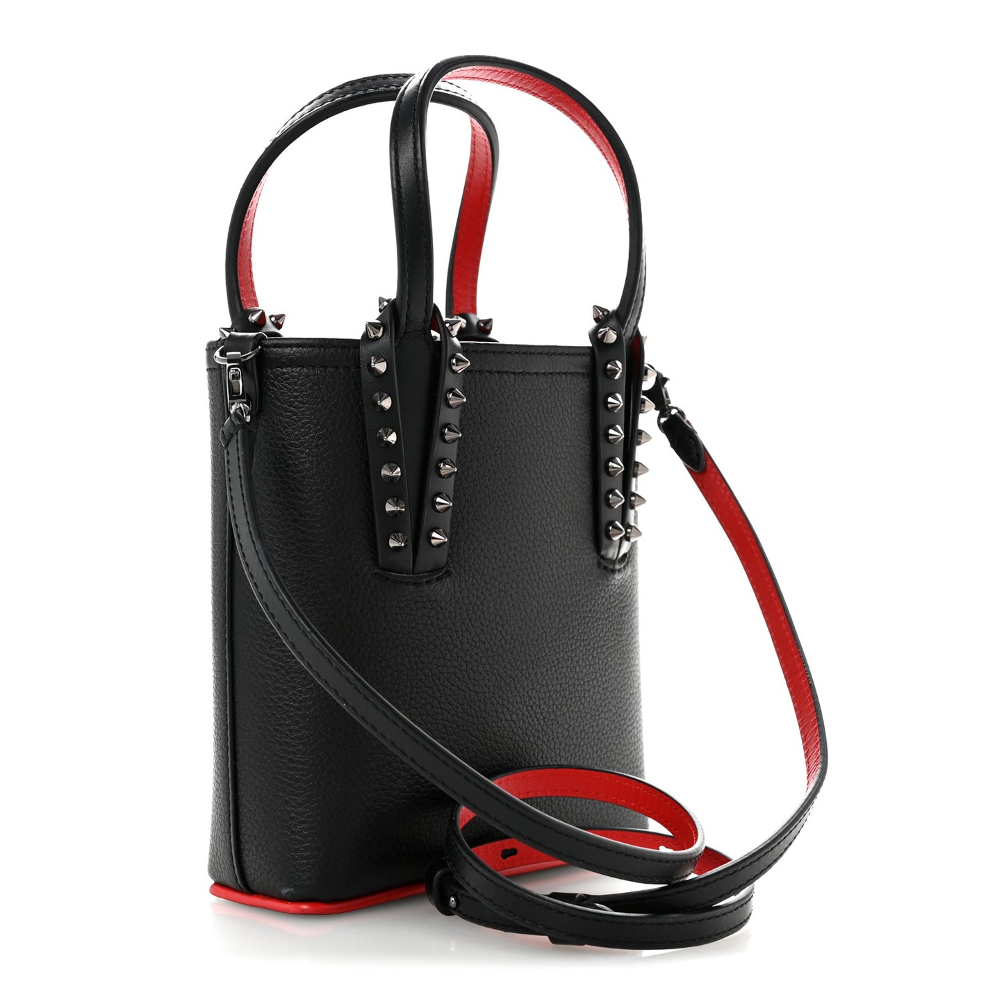 Calfskin Spikes Mini North South Cabata Tote Black