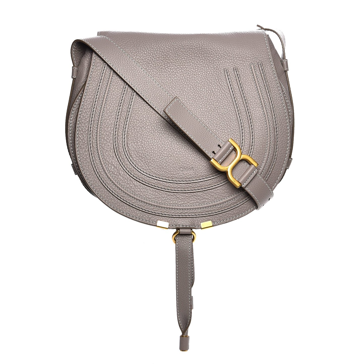Calfskin Medium Marcie Round Crossbody Bag Cashmere Grey