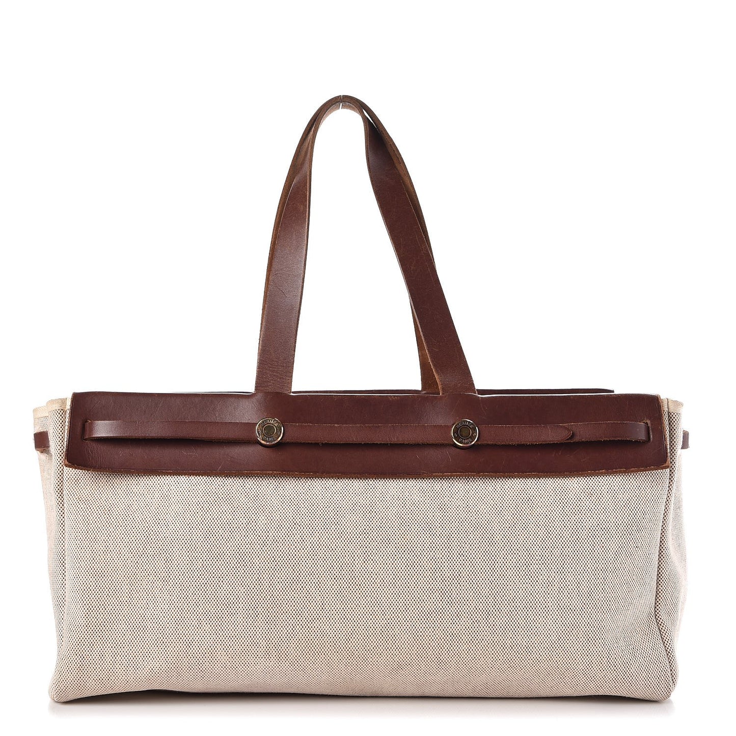 Toile Vache Calfskin Herbag Cabas Havane