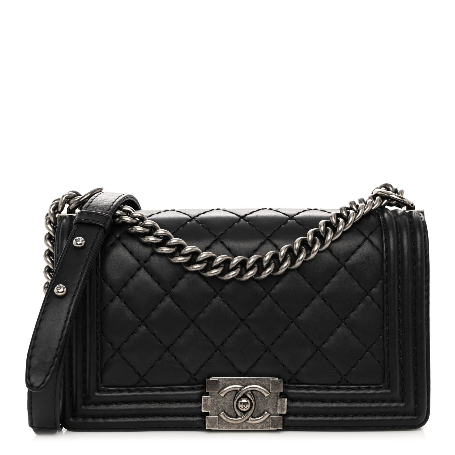 Chanel Calfskin Stitched Medium Boy Flap Black 1 of 10