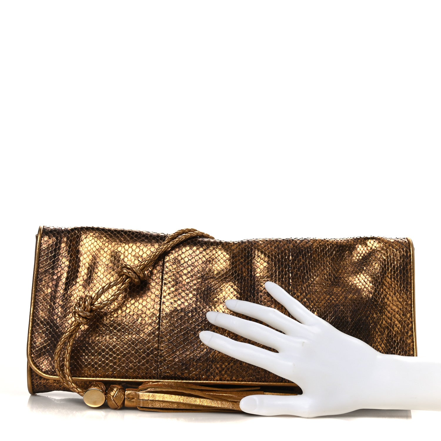Gucci Metallic Python Malika Clutch Gold 3 of 10
