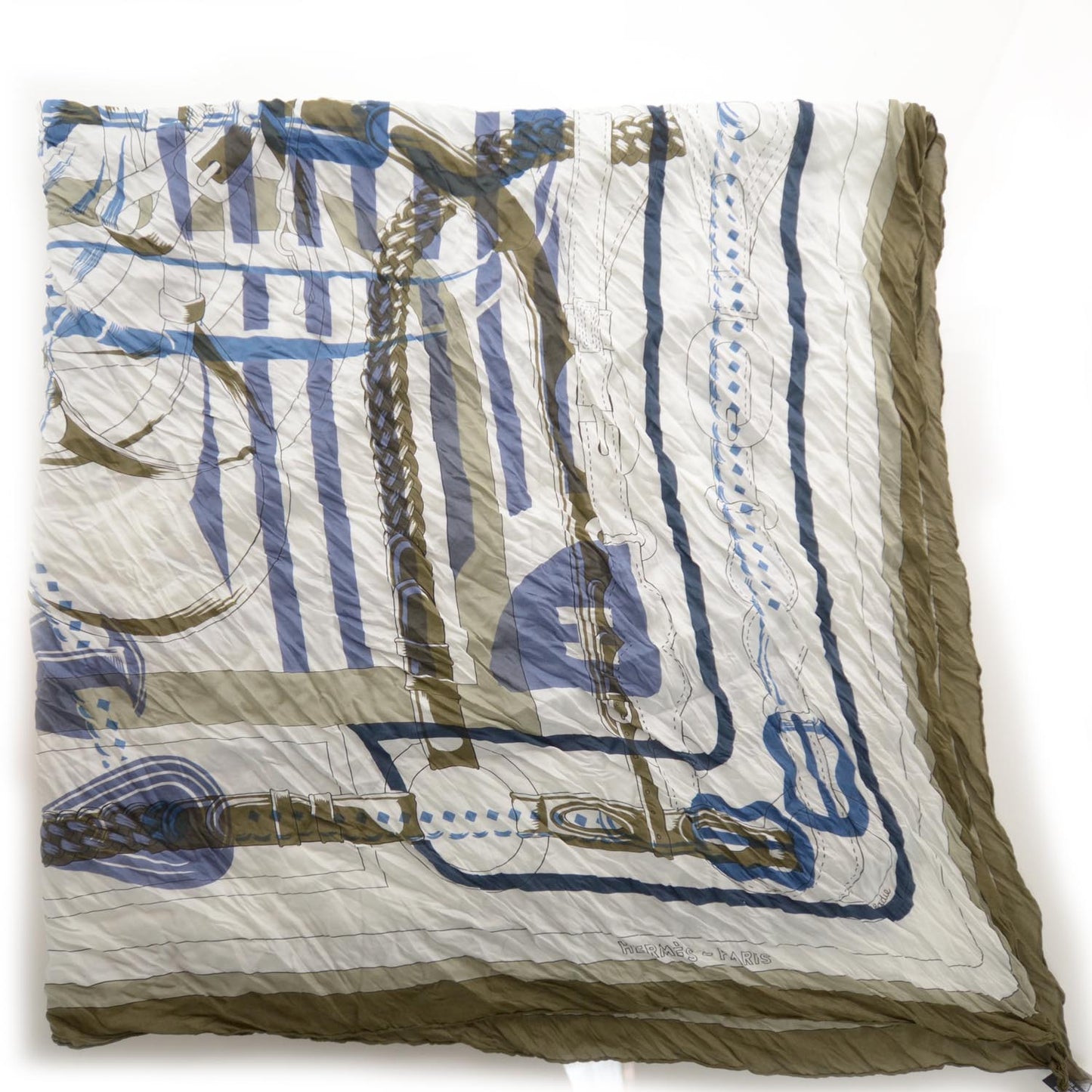 Cotton Silk Coaching Scarf Shawl 140 Blanc Cigare