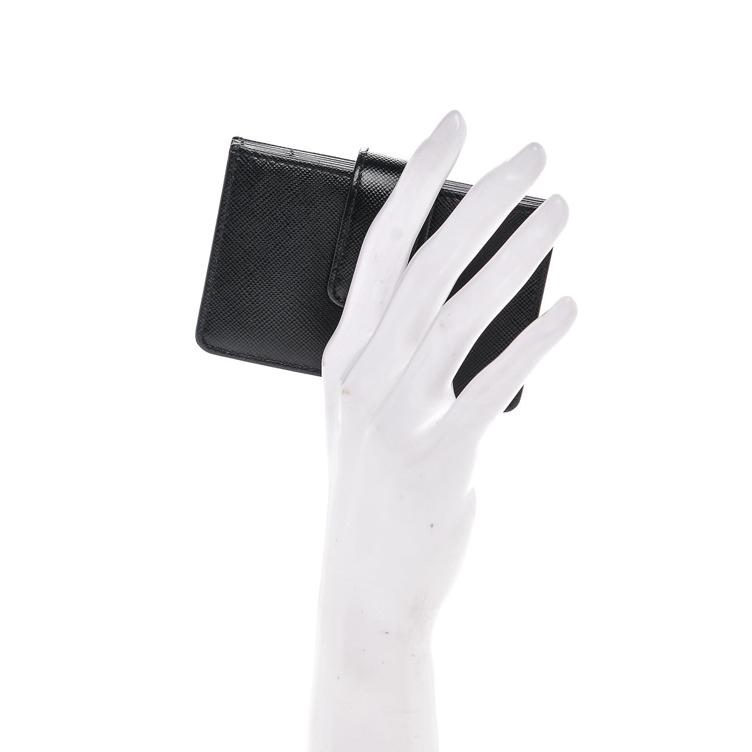 Prada Saffiano Oro Gusseted Card Holder Black 2 of 6