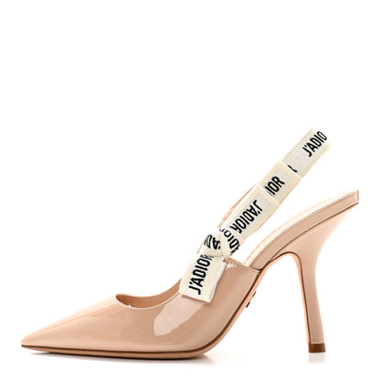 Christian Dior Patent Ribbon J'Adior Slingback 100mm Pumps 37.5 Nude 1 of 10