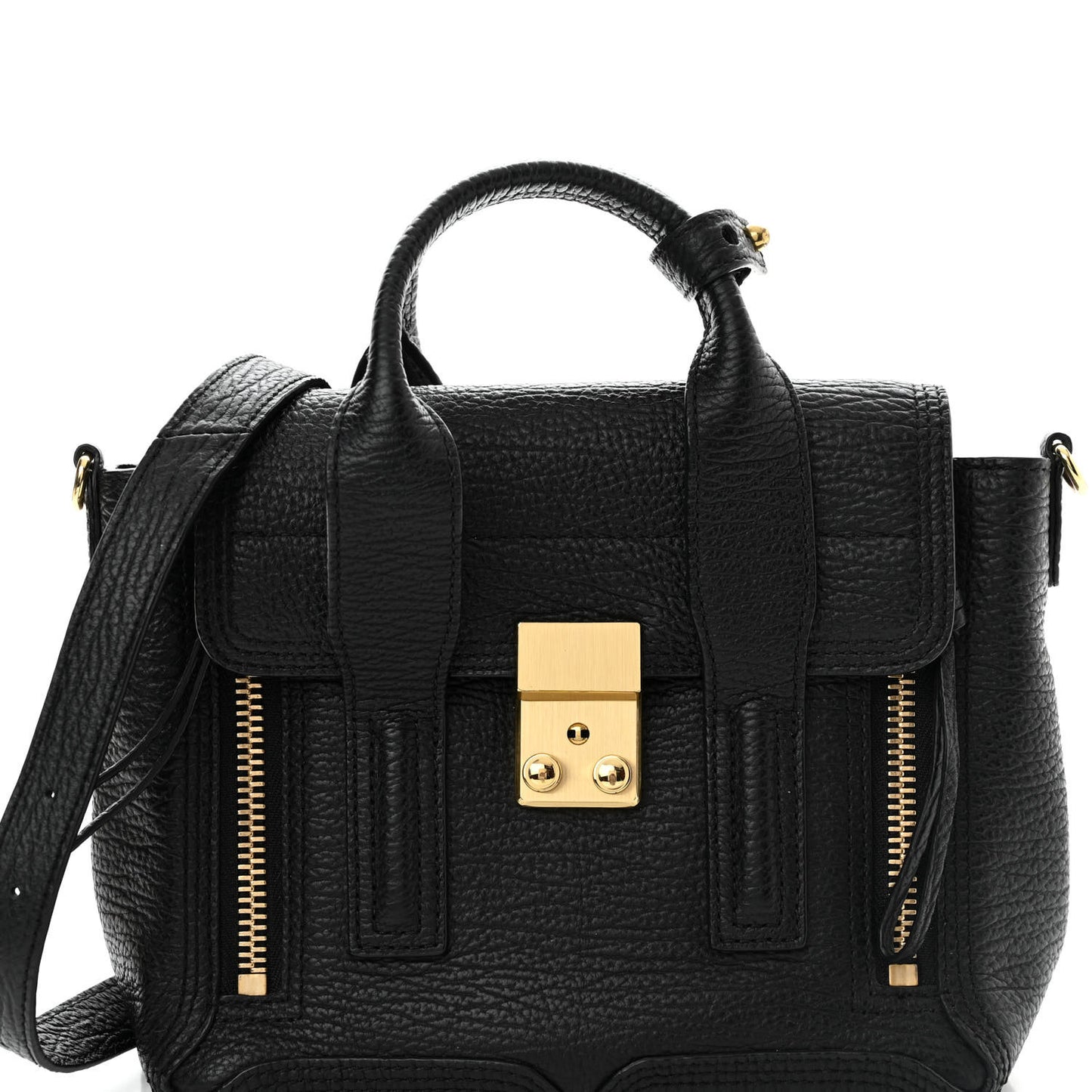 Textured Calfskin Mini Pashli Satchel Black