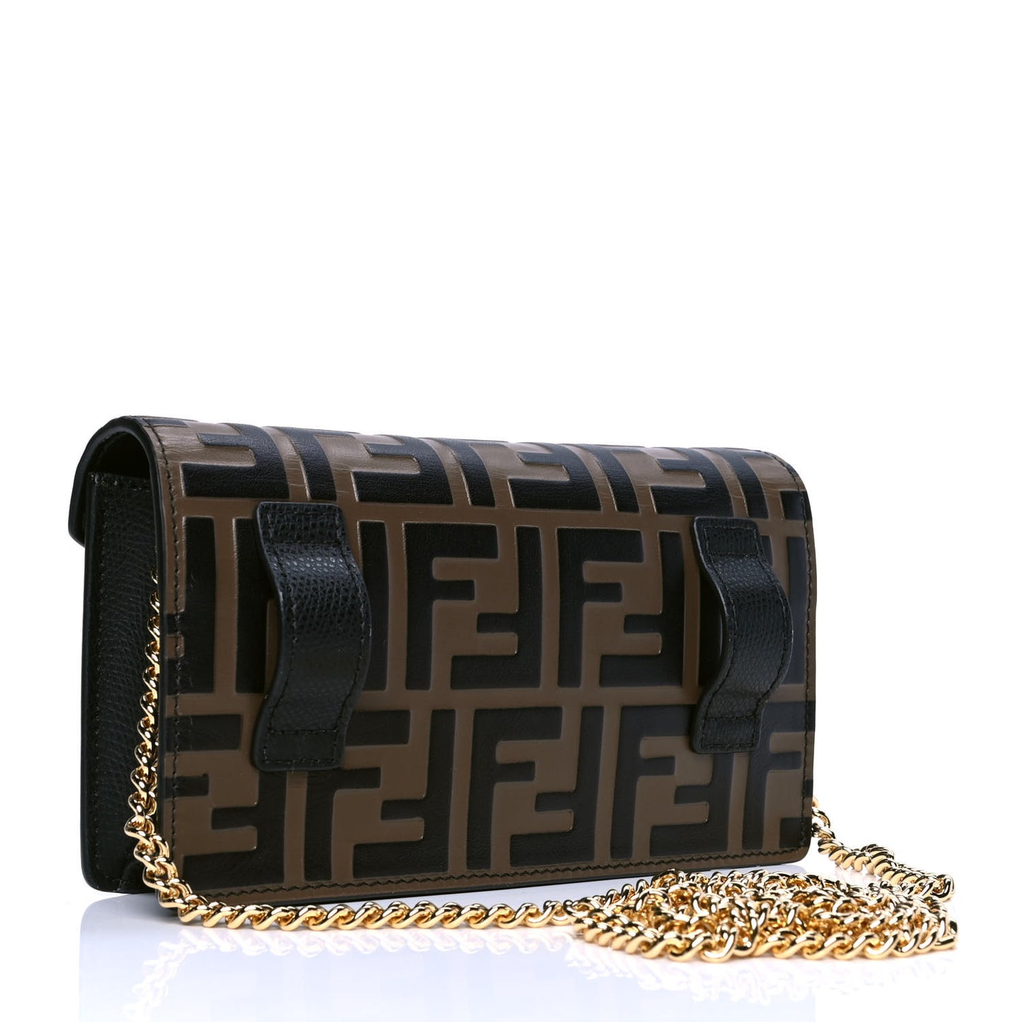 Vitello Cruise F is Fendi Bi-Color FF 1974 Embossed Envelope Belt Bag Maya Black