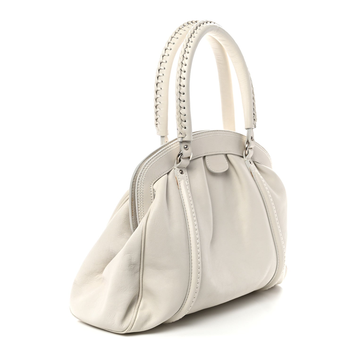 Christian Dior Calfskin Small My Dior Frame Pocket Satchel White 3 of 12