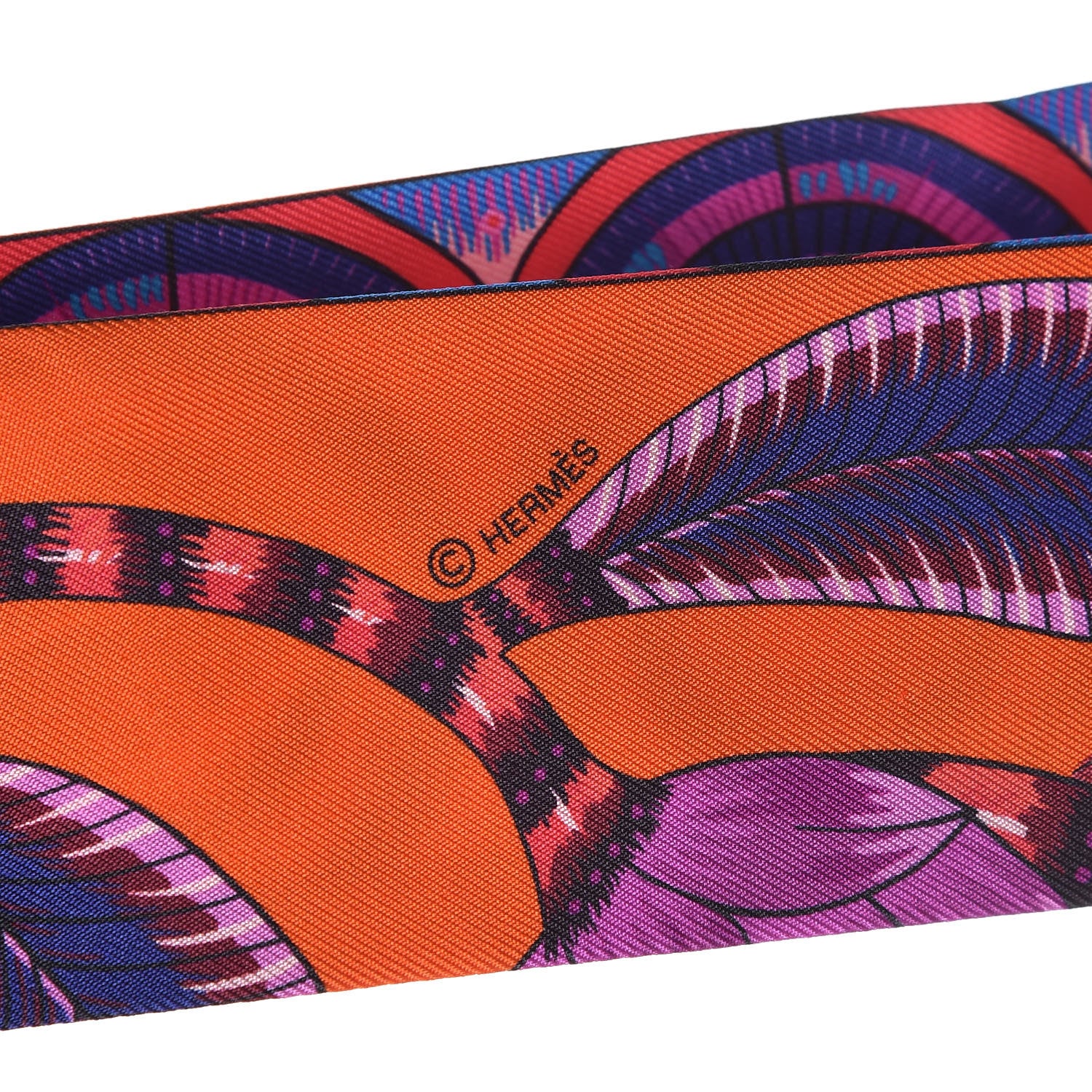 Hermes Silk The Savana Dance Twilly Capucine Violet Bleu 5 of 6