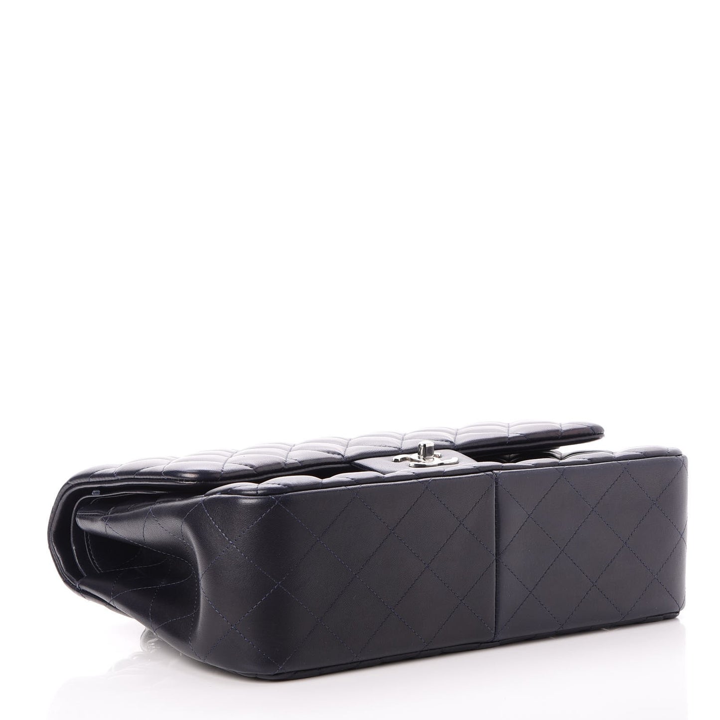 Lambskin Quilted Jumbo Double Flap Dark Navy
