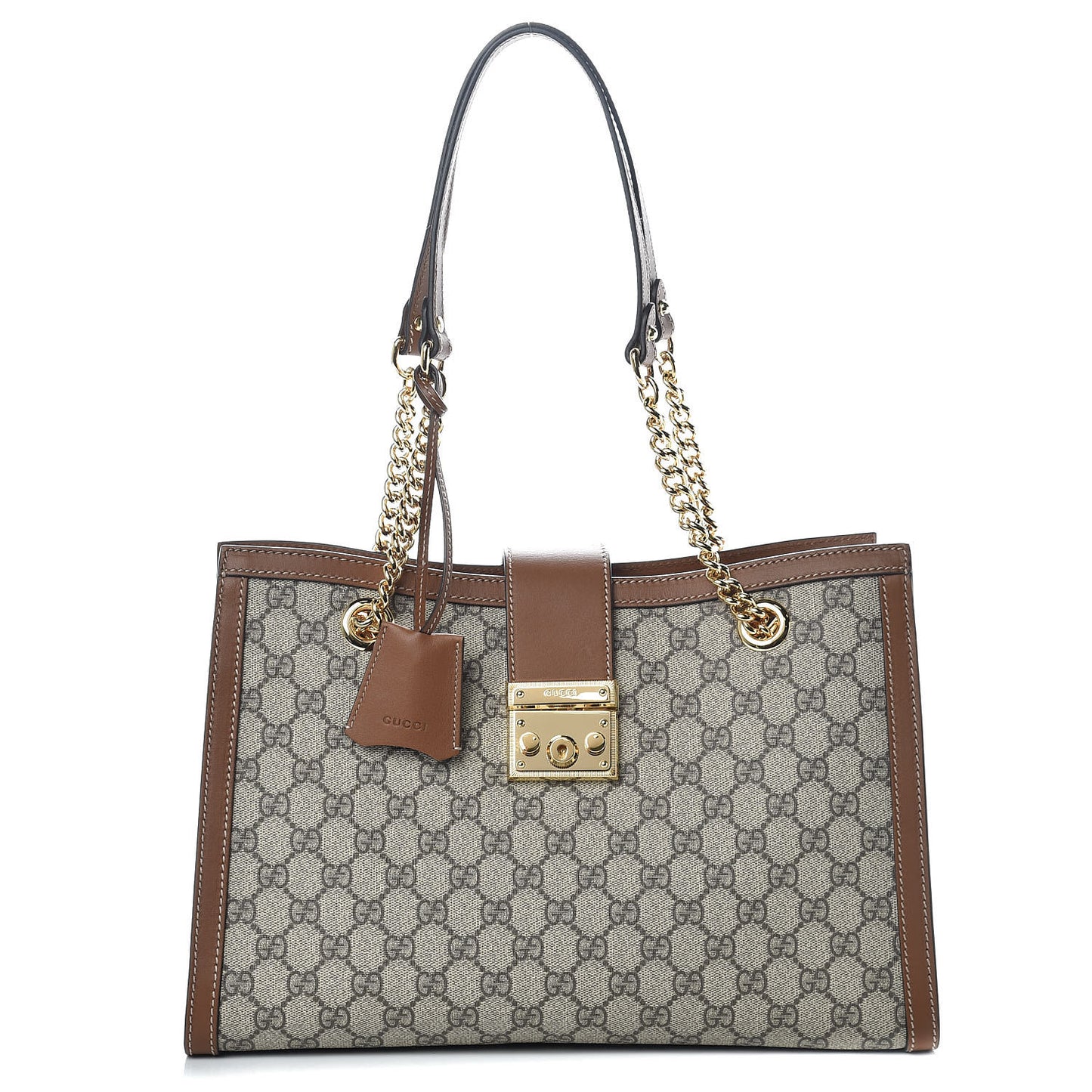 GG Supreme Monogram Medium Padlock Tote Beige Cuir