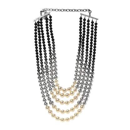 Chanel Graduated Pearl CC Multi Strand Short Necklace Ruthenium Grey Black 3 of 6
