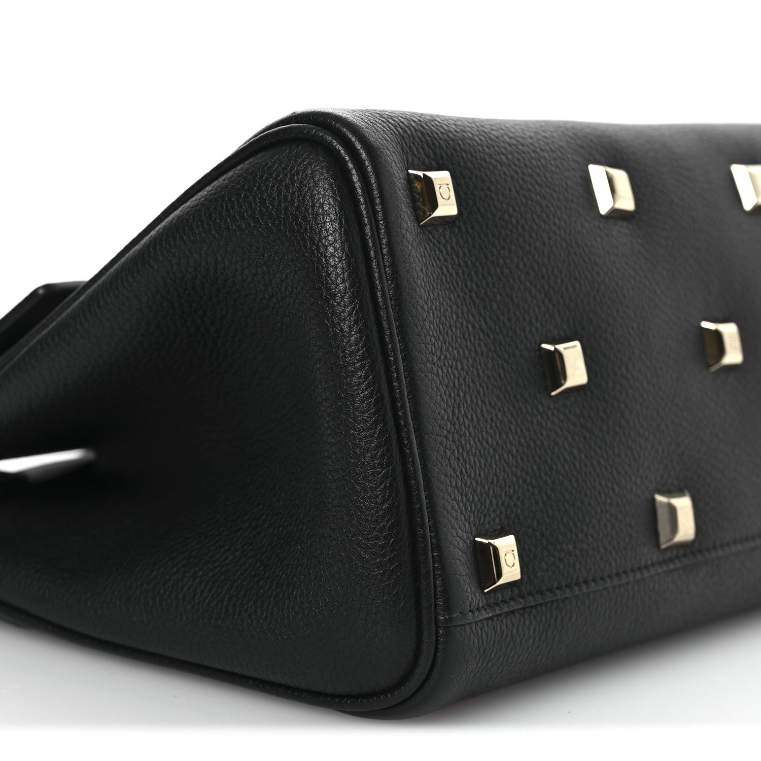 Salvatore Ferragamo Hammered Calfskin The Studio Bag Black 9 of 10