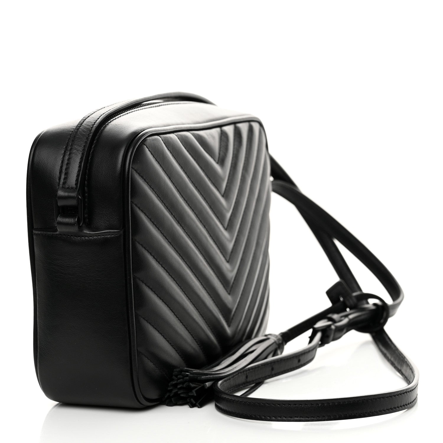 Saint Laurent Calfskin Matelasse Monogram Monochrome Lou Camera Bag Black 2 of 12