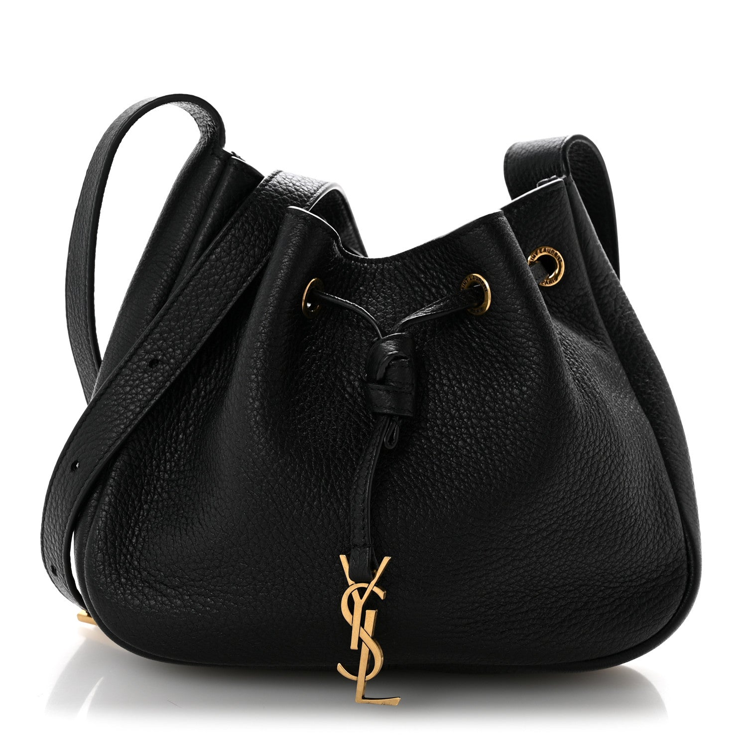 Saint Laurent Grained Calfskin Paris VII Mini Flat Hobo Black Black 1 of 12