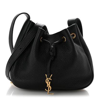 Saint Laurent Grained Calfskin Paris VII Mini Flat Hobo Black Black 1 of 12