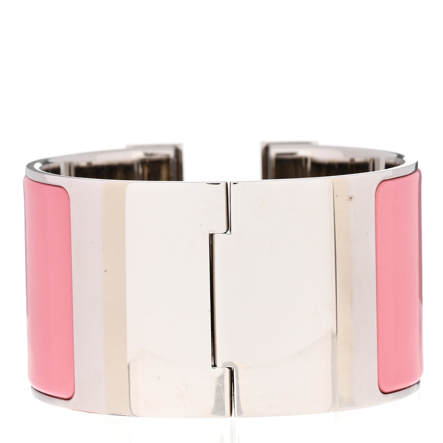 Hermes Enamel Extra Wide Clic Clac H Bracelet GM White Rose Velours 3 of 4