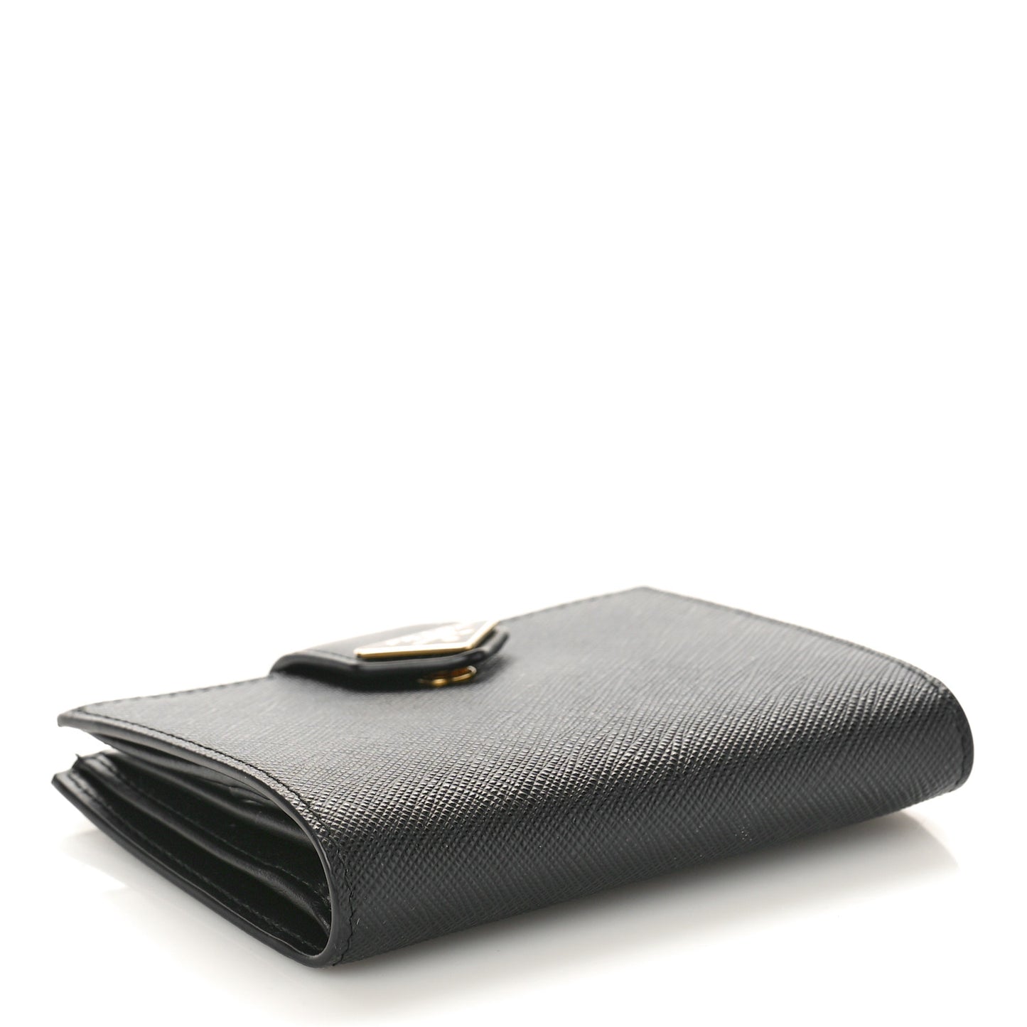 Saffiano Small Triangle Bi-Fold Tab Wallet Black
