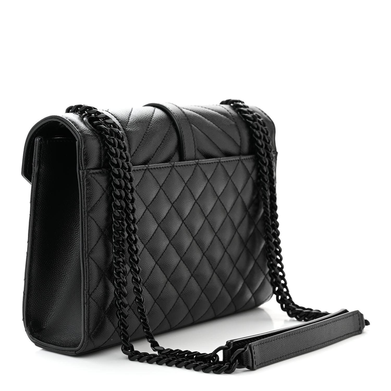 Saint Laurent Grain De Poudre Textured Mixed Matelasse Triquilt Medium Monogram Monochrome Satchel Black 3 of 11