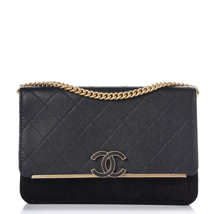 Chanel Caviar Suede Stitched Lady Coco Wallet On Chain WOC Black 1 of 9