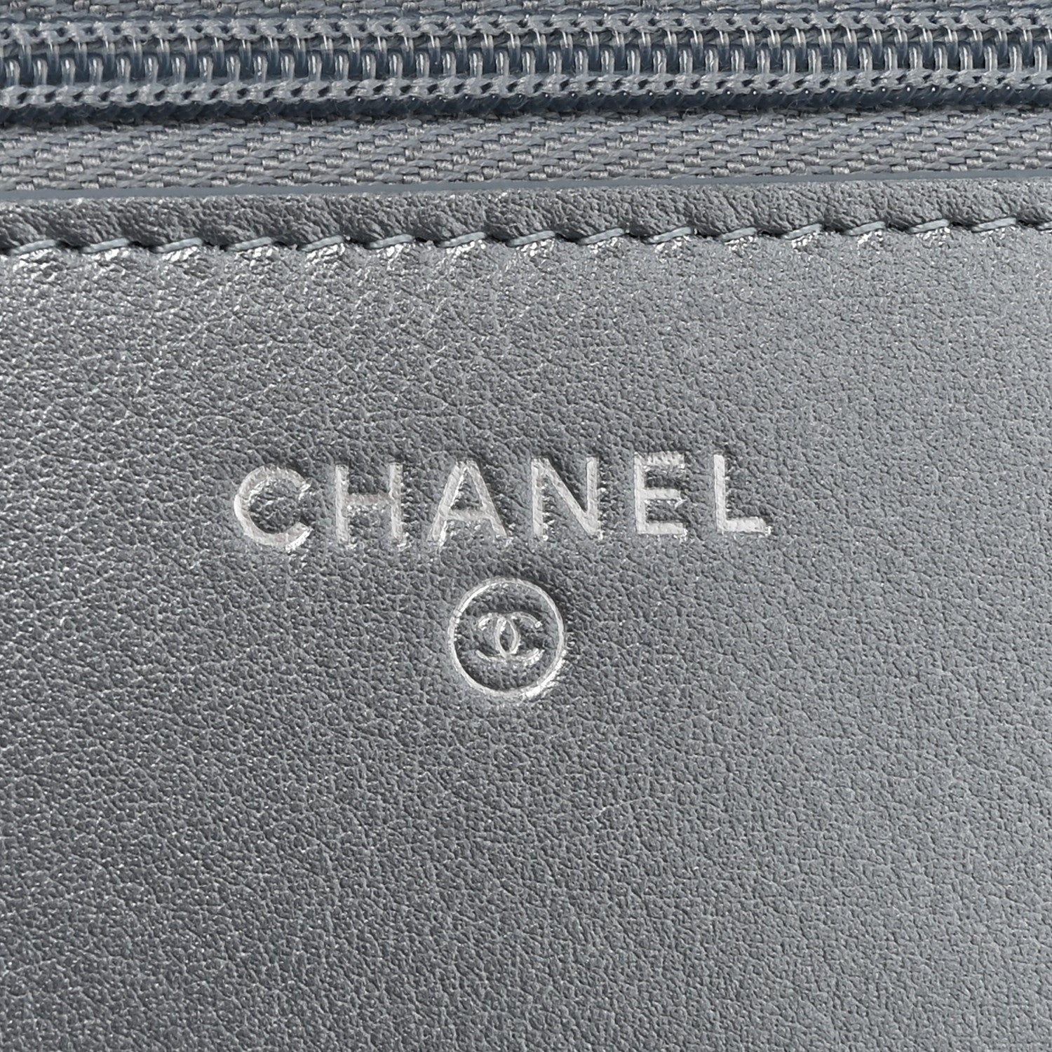 Chanel Metallic Lambskin Quilted Wallet On Chain WOC Silver 6 of 12