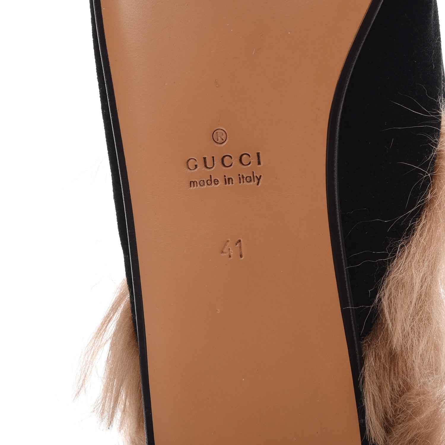 Gucci Velvet Fur Womens Princetown Slippers 41 Black 6 of 8