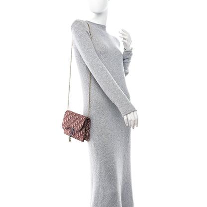 Christian Dior Oblique Saddle Chain Pouch Burgundy 2 of 10