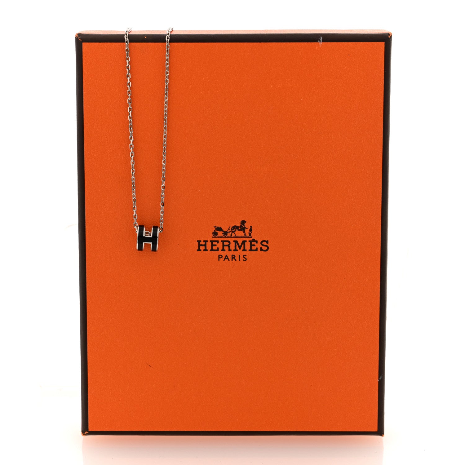 Hermes Lacquered Palladium Mini Pop H Pendant Necklace Black 6 of 6