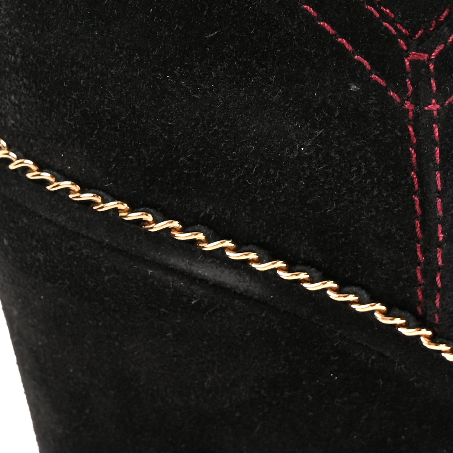 Chanel Suede Calfskin Chain Around High Boots 40 Black 13 of 14