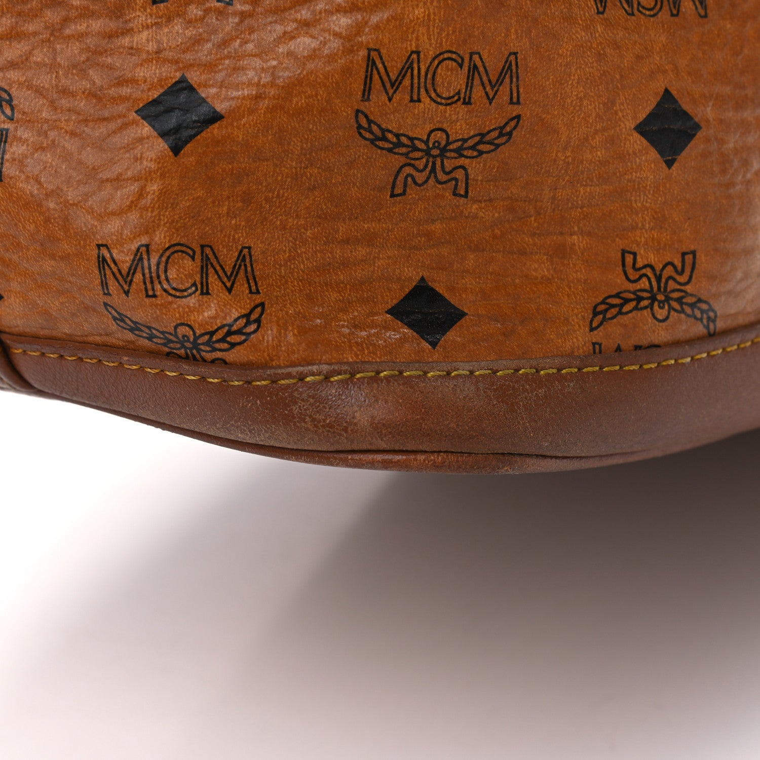 MCM Visetos Drawstring Bucket Bag Cognac 14 of 20