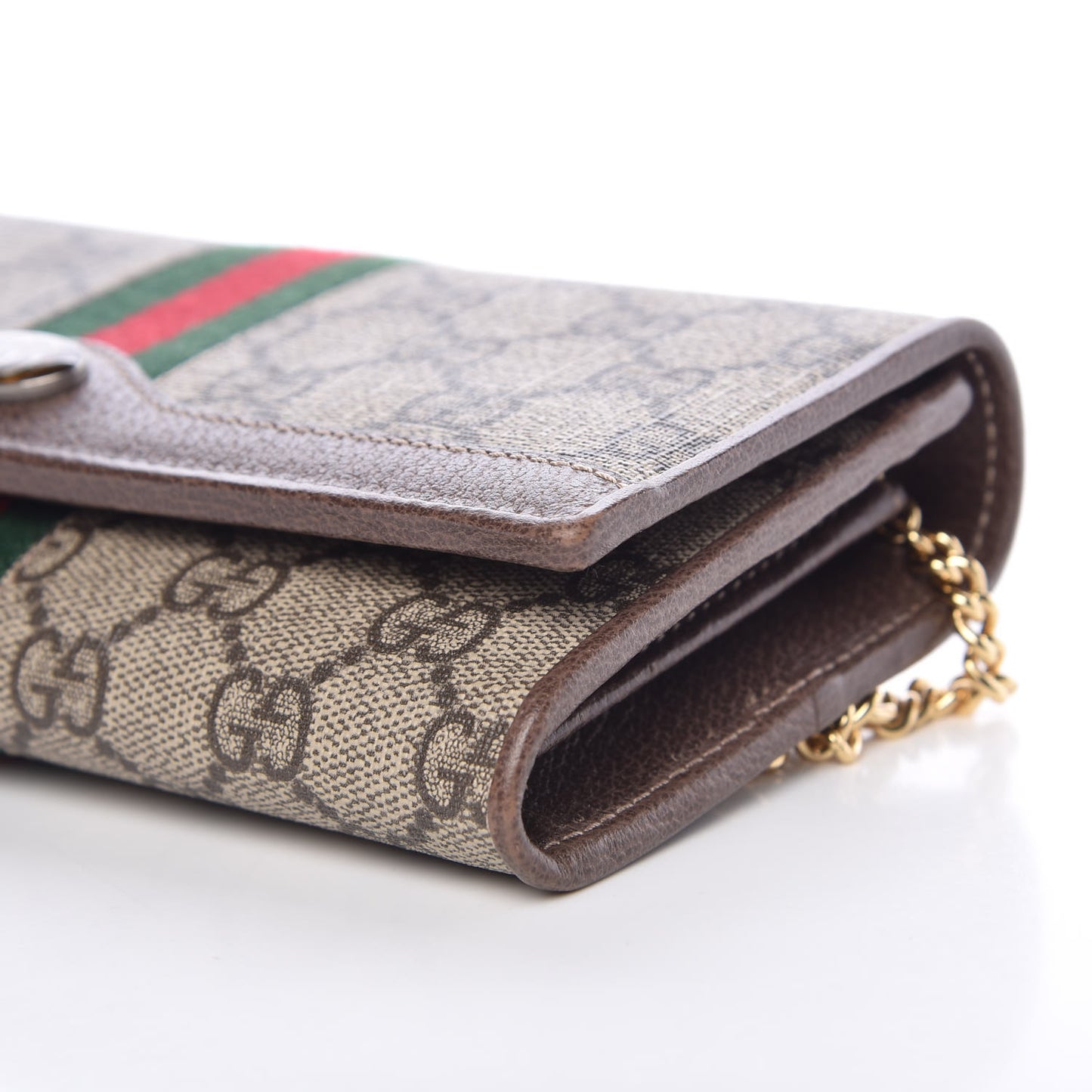 GG Supreme Monogram Web Ophidia Wallet On Chain Brown