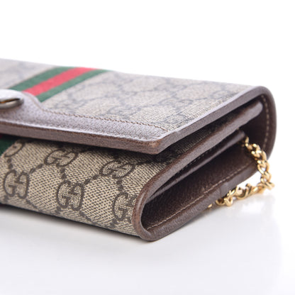Gucci GG Supreme Monogram Web Ophidia Wallet On Chain Brown 9 of 10