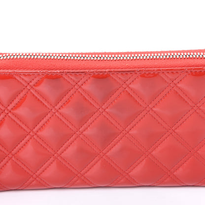 Chanel Patent Quilted Double Stitched Zip Around Wallet Red 8 of 11