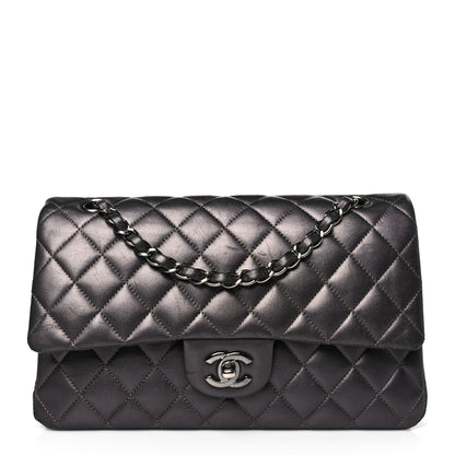 Chanel Metallic Lambskin Quilted Medium Double Flap Pewter 1 of 10