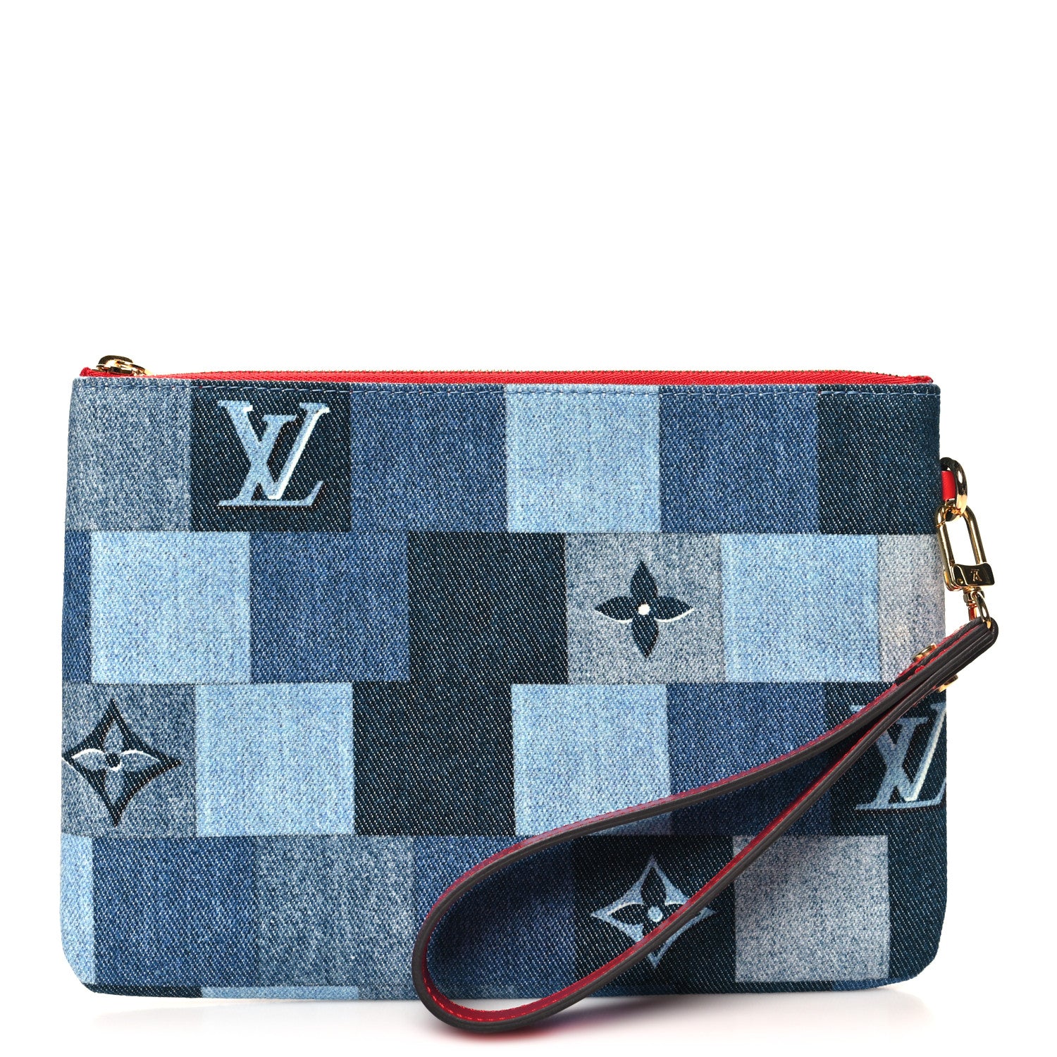Louis Vuitton Denim Monogram Patchwork City Pouch Blue Rouge 1 of 6