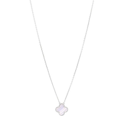 Van Cleef & Arpels 18K White Gold Chalcedony Vintage Alhambra Pendant Necklace 1 of 4