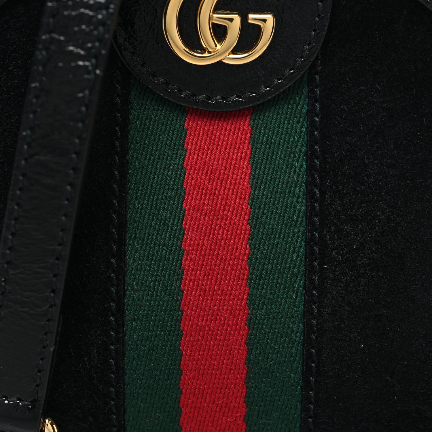 Gucci Suede Patent Web Mini Ophidia Round Shoulder Bag Black 8 of 10