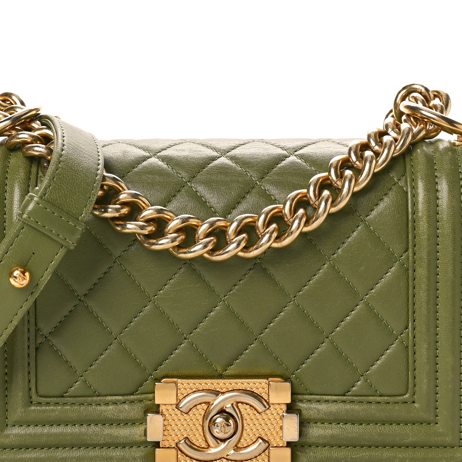 Chanel Calfskin Quilted Small Boy Flap Green 8 of 12
