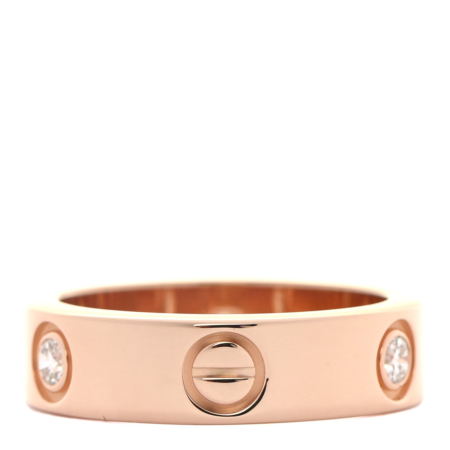Cartier 18K Pink Gold 3 Diamond 5.5mm LOVE Ring 53 6.5 4 of 5