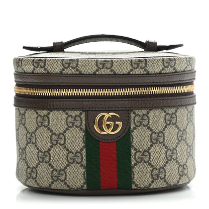 Gucci GG Supreme Monogram Textured Calfskin Web Ophidia Vanity Cosmetic Case Beige Ebony New Acero 1 of 7