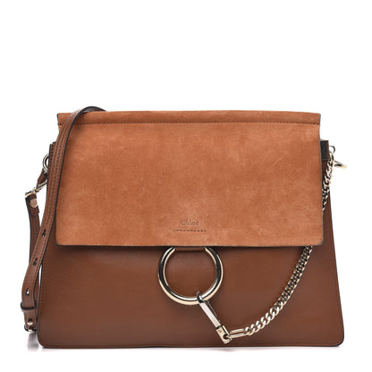 Chloe Suede Calfskin Medium Faye Shoulder Bag Tobacco 1 of 12