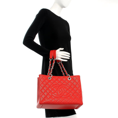 Chanel Caviar Quilted Grand Shopping Tote GST Red 2 of 12