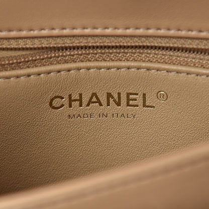 Chanel Lambskin Chevron Quilted Small Trendy CC Dual Handle Flap Bag Beige 6 of 16