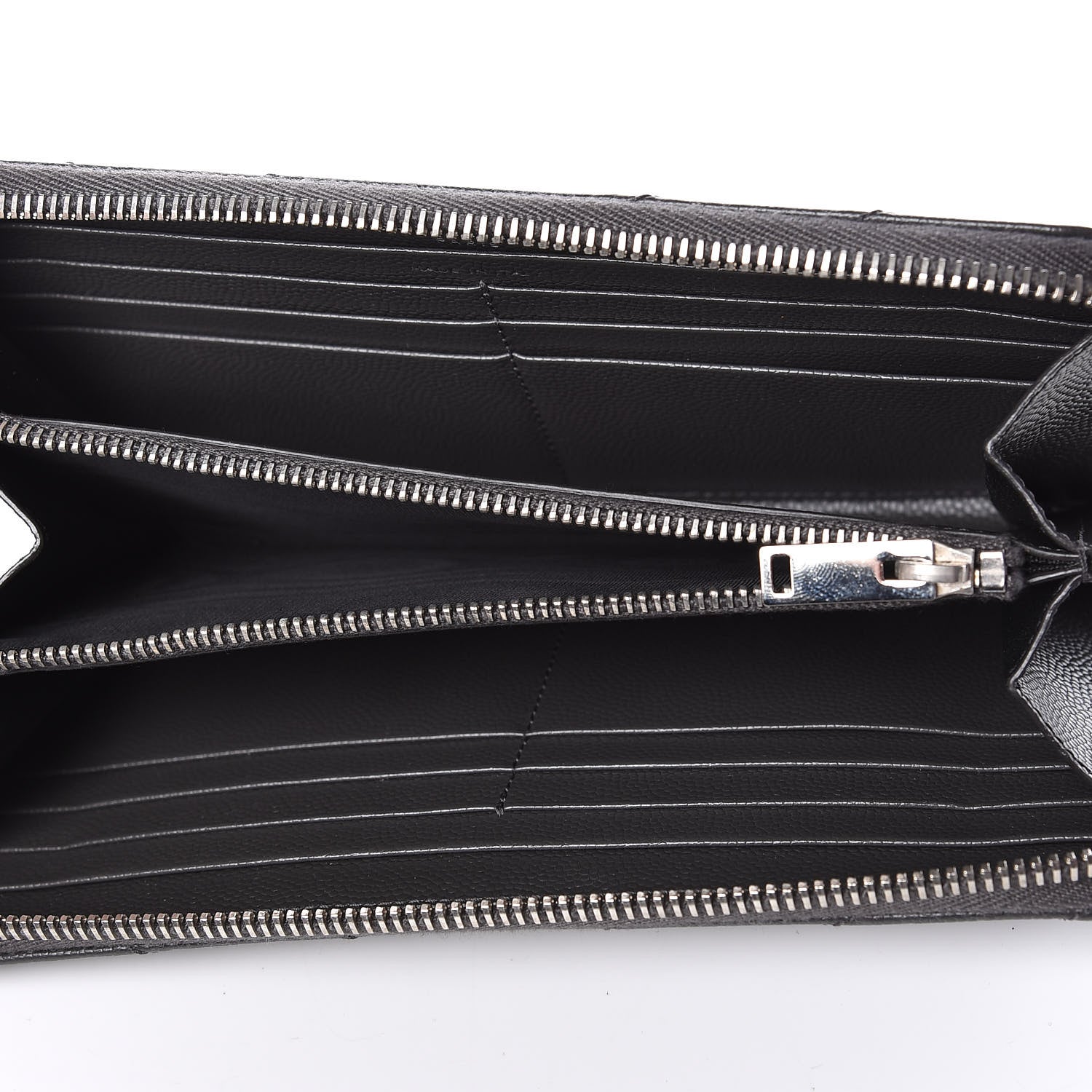 Saint Laurent Grain De Poudre Matelasse Chevron Monogram Zip Around Wallet Coal 5 of 9