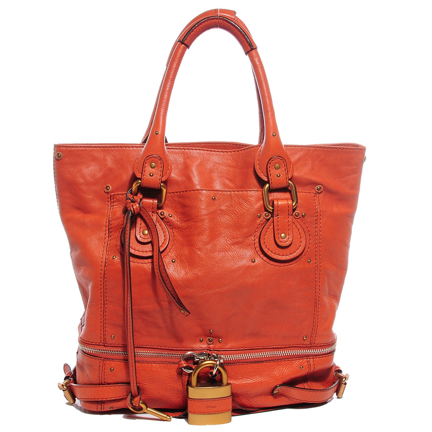 Chloe Leather Paddington Tote Orange 1 of 10